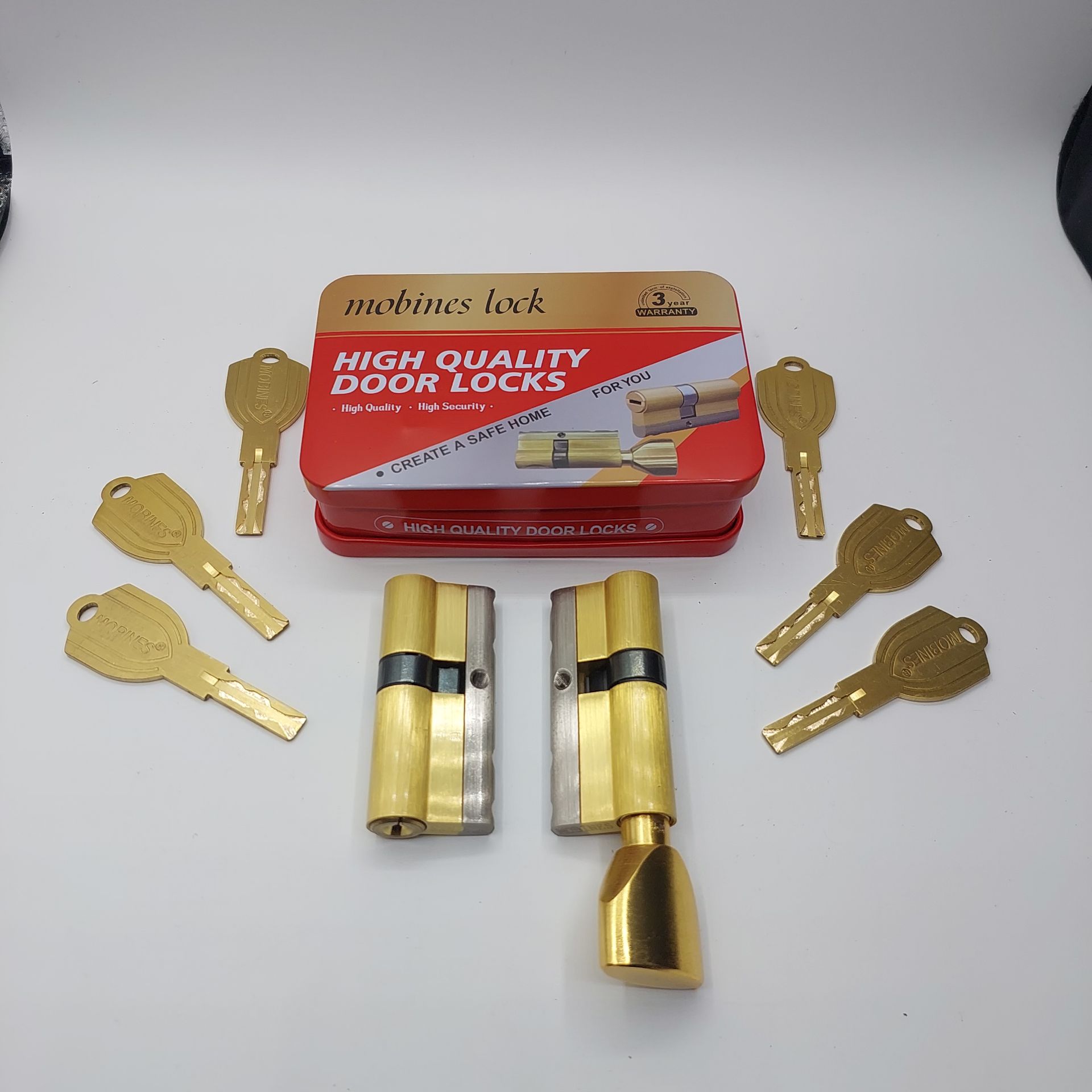 مغزی  دوقولو تسمه دار فولادی ( هر جعبه شامل دو مغزی با کلید مشترک )